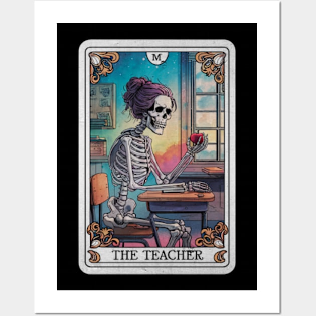 The Teacher Skeleton Tarot Card Occult Gothic Funny Sarcastic Wall Art by Lavender Celeste